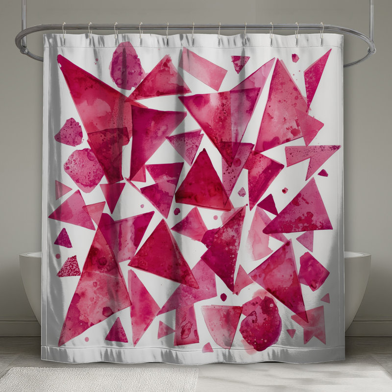 Rideaux de douche géométriques triangles roses très longs, 70 po l x 72 po H