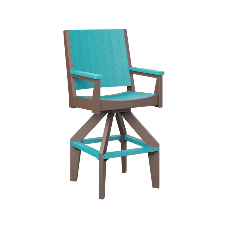 Mayhew Outdoor Bar Stool, Aruba Blue, Chocolate Brown