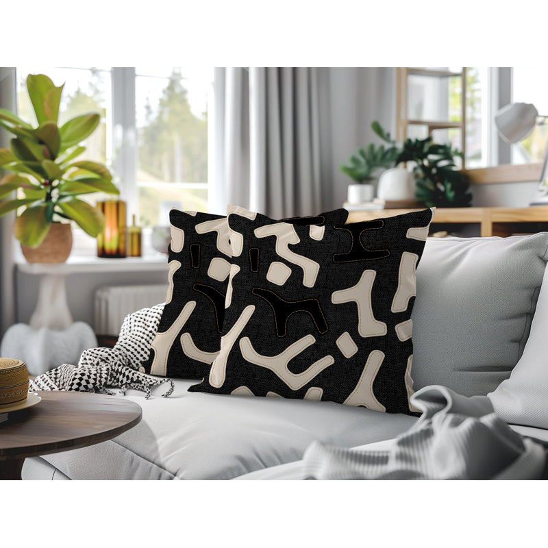 Coussin intérieur / extérieur 2 ensembles Mai, 18 x 18, Noir