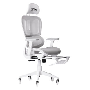 Techni Sport  Adjustable Reclining Ergonomic Swiveling Floor Game Chair in White/Gray
