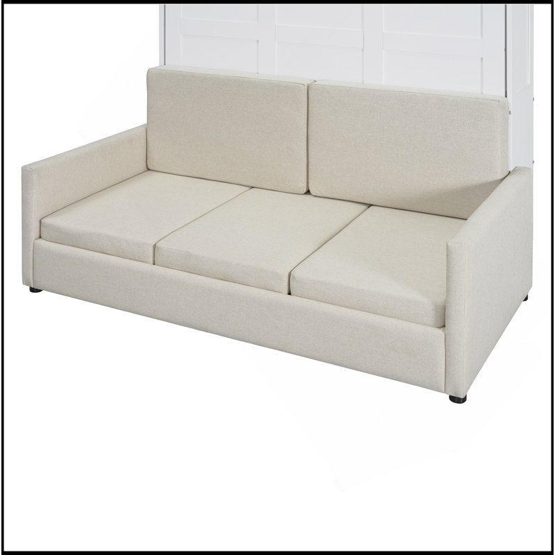 Lit escamotable double pleine grandeur avec coussin, Blanc
