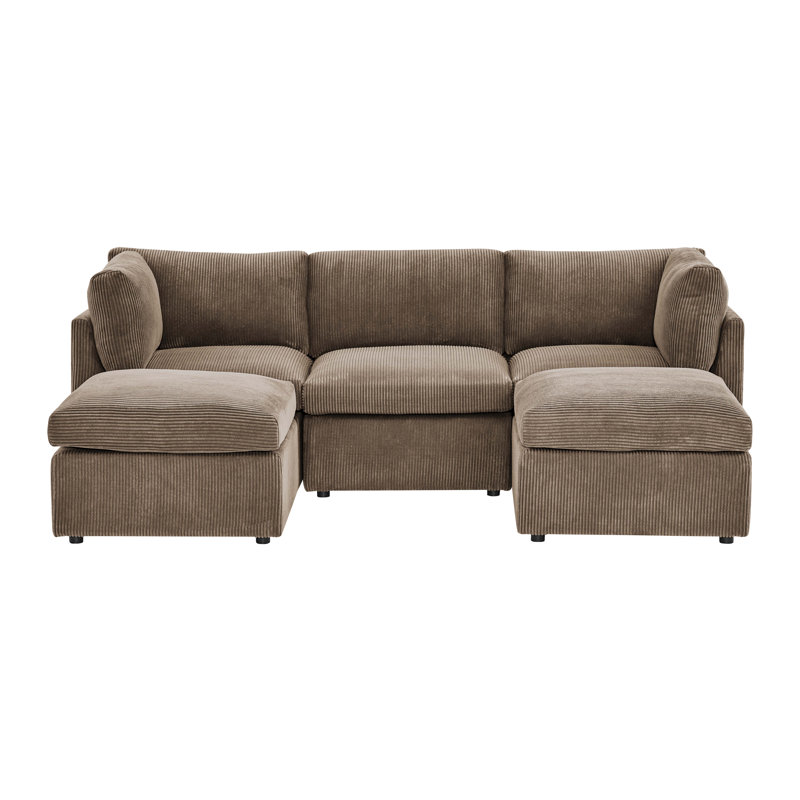 Foxbridge Sectional, Dark Brown Corduroy