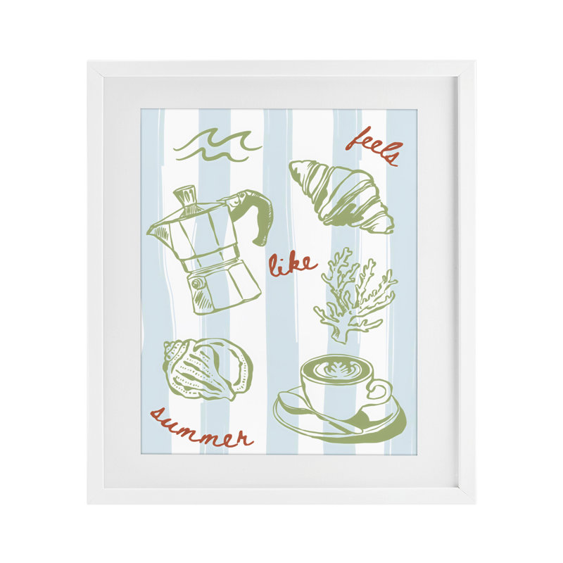 «Feels Like Summer on Stripes», impression sous verre encadrée, design par The Prints Vibe, 21 x 17