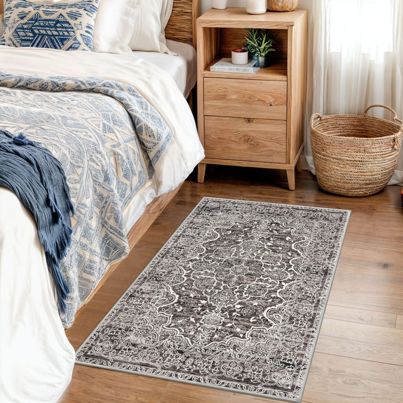 Area Rug Machine Washable Rugs With Rubber Backing For Living Room, Rectangle 2' x 3'