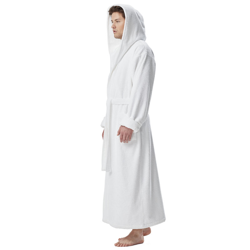 Peignoir à capuche mâle 100% coton avec capuche Bulloch, XL, blanc