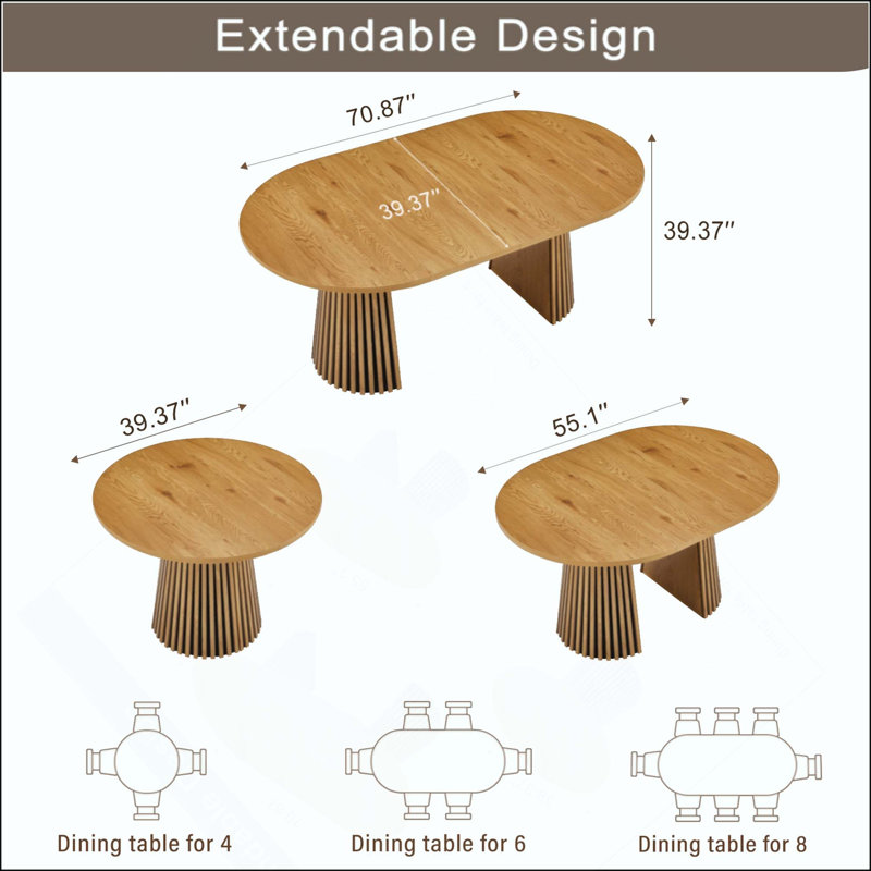 Table de salle à manger extensible en bois massif + chaises de salle à manger en osier 2 pièces de style médiéval bohémien avec coussins en éponge blanc doux