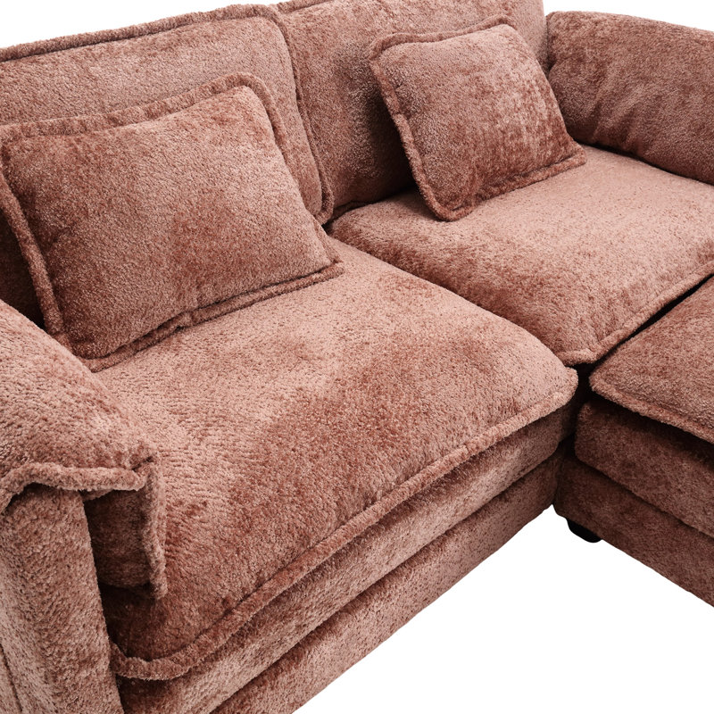 Double en chenille, amovible avec poches latérales pour le rangement des articles de la minute, rembourrage en éponge haute densité, repose-pieds, ton rose, capacité de 500 lb, revêtement en chenille de 76,77 x 29,53 x 31,10 pouces