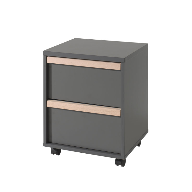 London 2-Drawer Anthracite Solid Beech Verticle File, Black