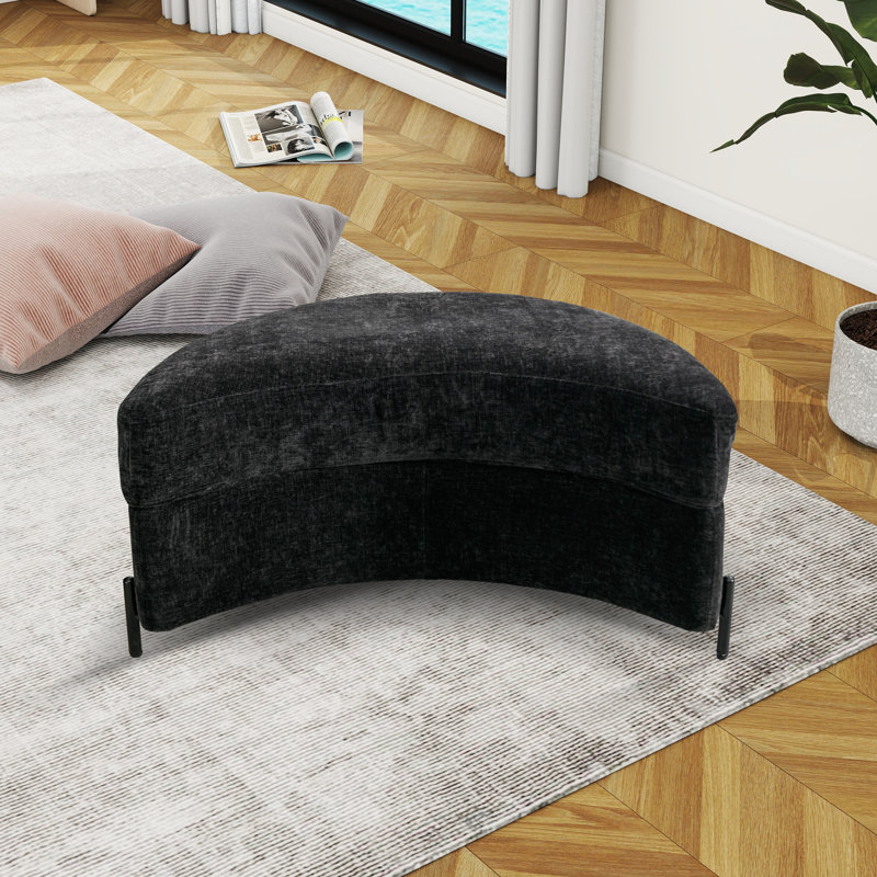 Achorn Upholstered Ottoman, Black Chenille