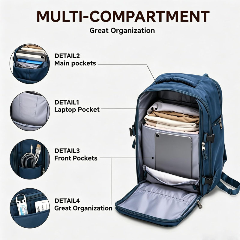 Travel Backpack with Vacuum Bag & Pump