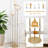 Gold Floor Lamps For Living Room, Modern Floor Lamp With Shelves, Crystal Standing Lamps With Table, Brass Tall Lamp With Crystal Shade, On/Off Switch