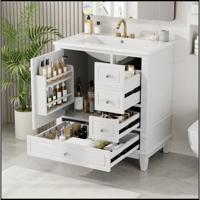 30" Bathroom Vanity With Sink,Left Door Right Drawer
