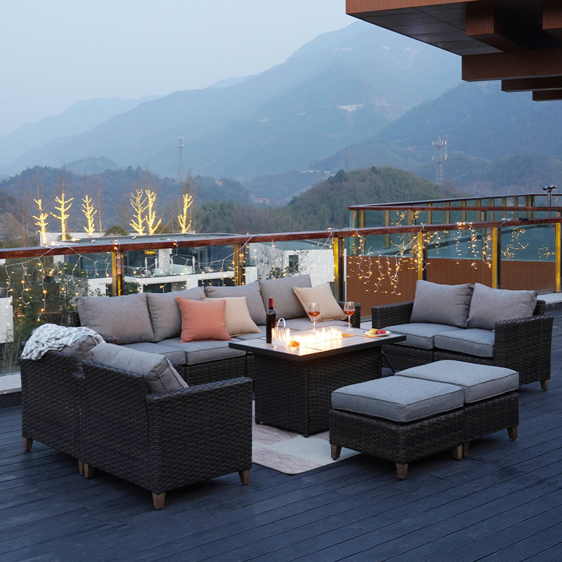 Umeh 9-Piece Wicker Seating Group with Cushions