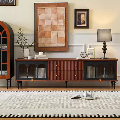 Solid wood TV cabinet coffee table hidden storage