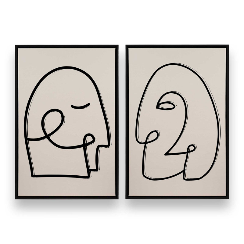 «Mindful Gaze», 2 pièces sur toile, Cadre noir satiné, H 12,75 po x l 8,75 po x P 1,75 po