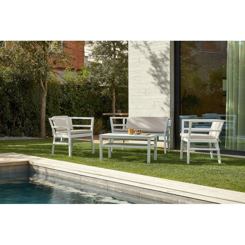 Click-Clack - 4 Piece Conversation Set, White, Tan