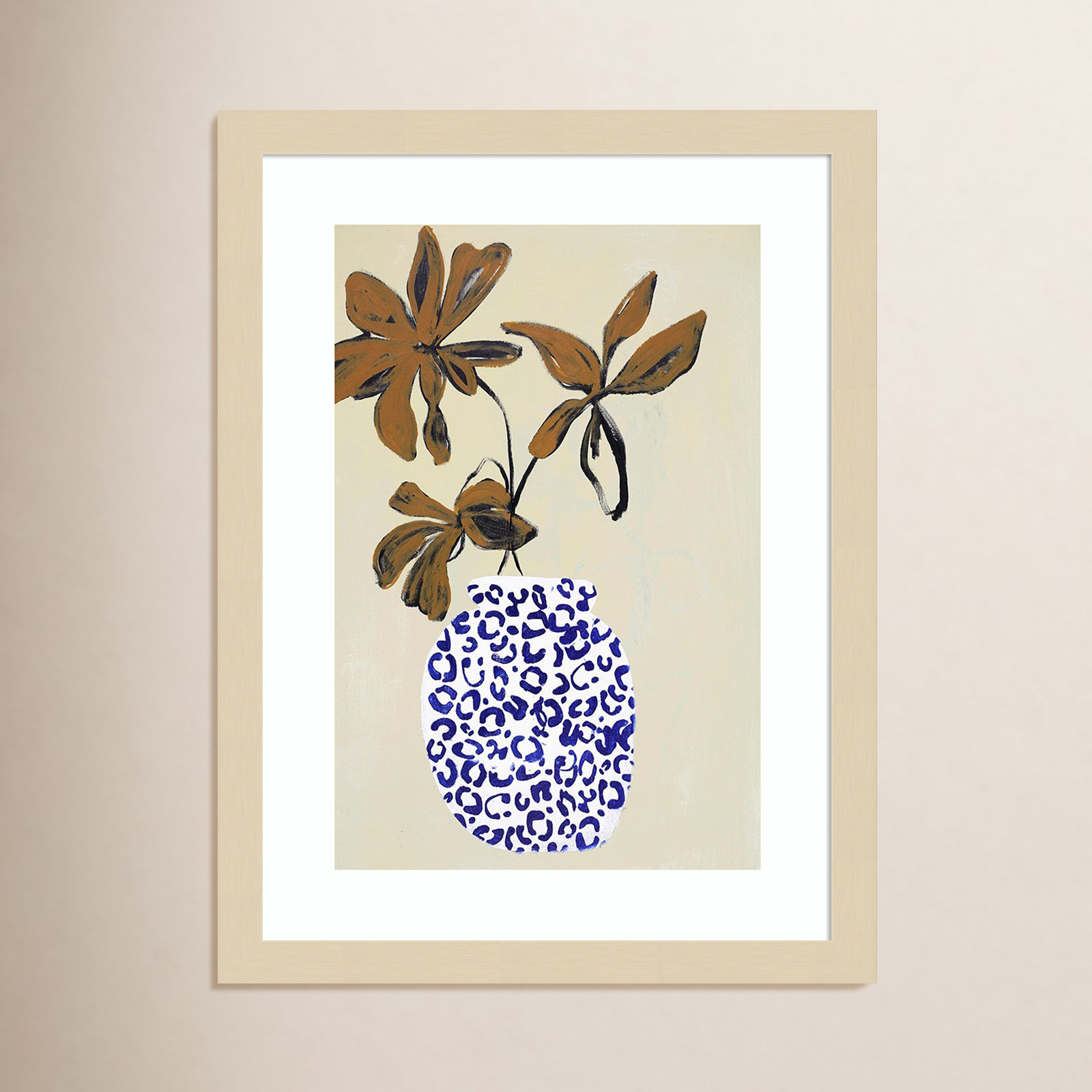 Midford Blue and Brown Floral Ambience Framed on Paper by Design Fabrikken Photograph, 17" H x 13" W x 1" D, Brown