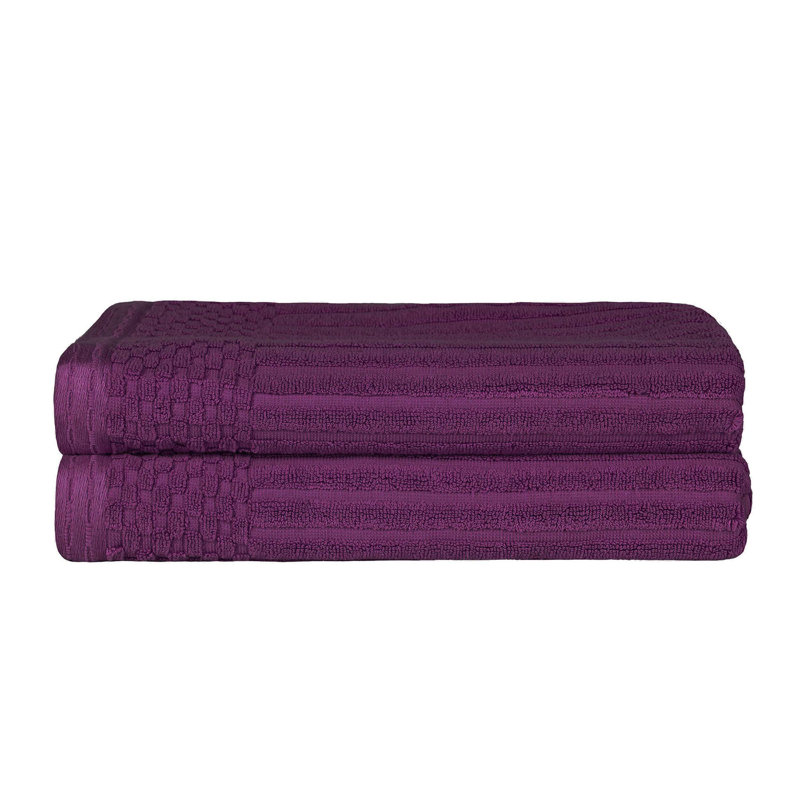 Serviettes de bain en coton uni et à carreaux très absorbantes en coton par yahola, Prune