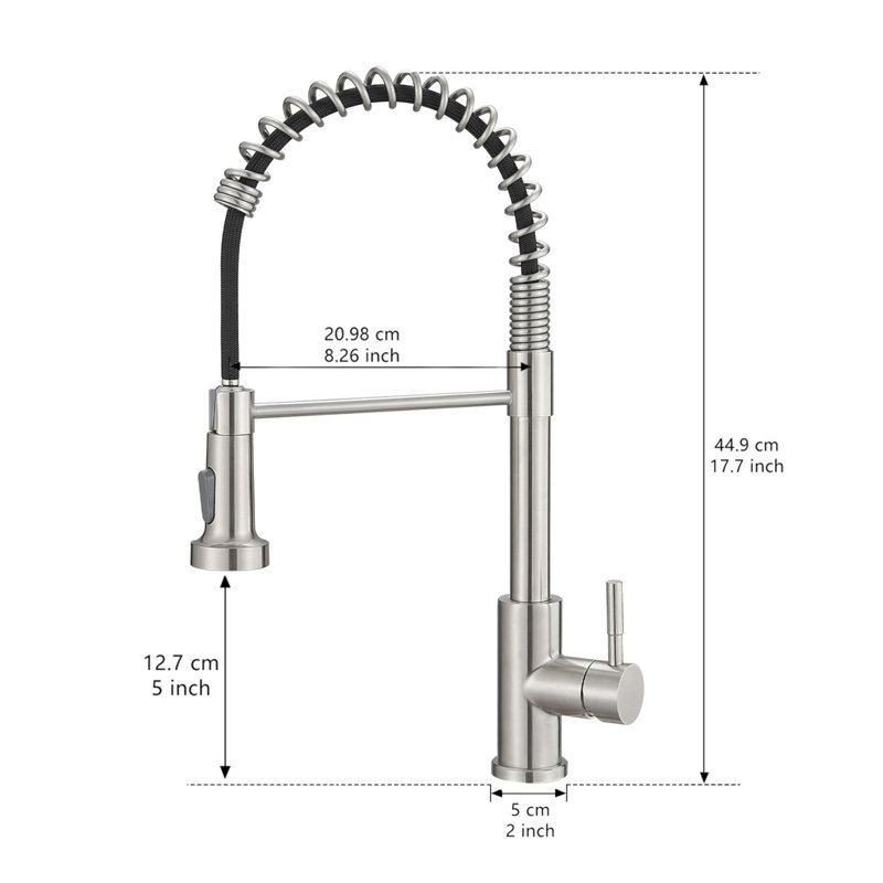Stainless Steel Pull-Out Spray Kitchen Faucet with Spring Design