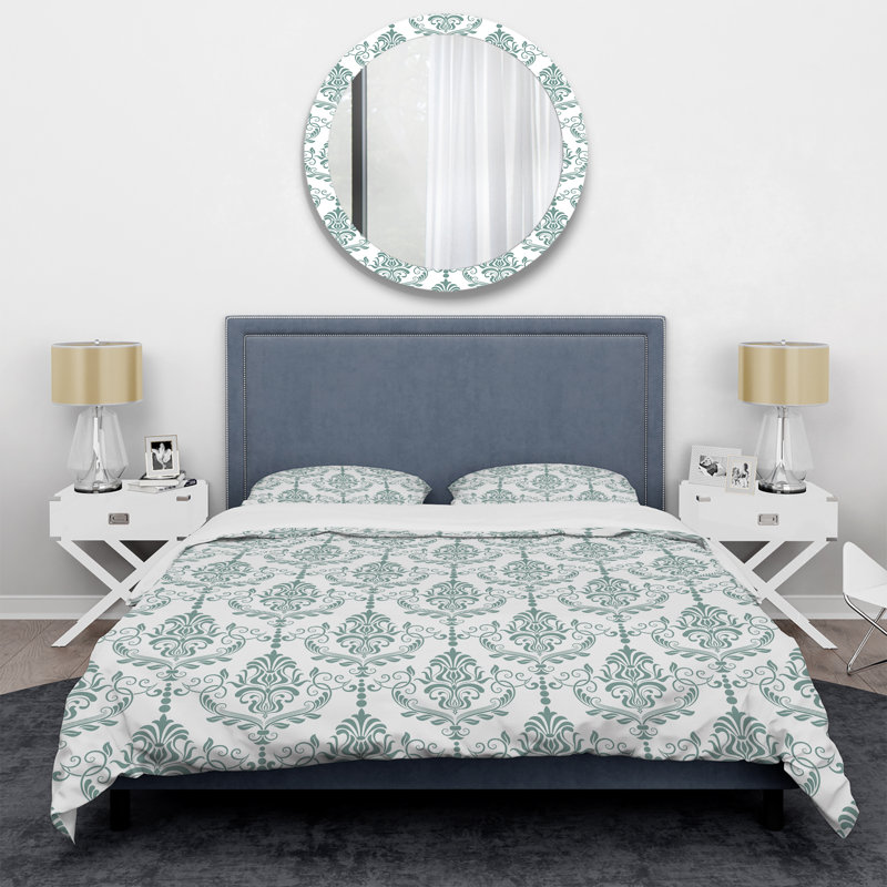 Ensemble de housse de couette en microfibre vert / blanc 3 pièces