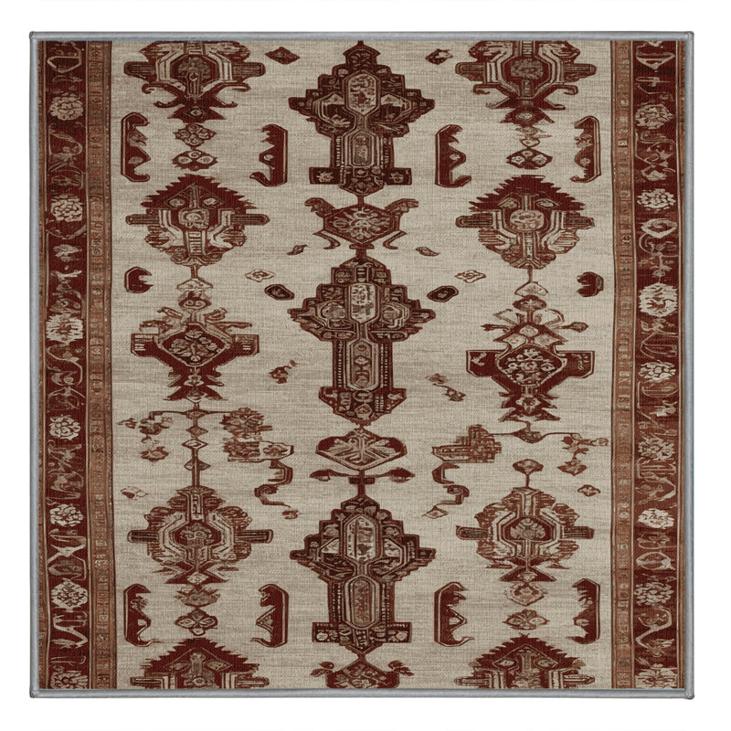 Tapis gris art déco lavable à la machine, Carré 8 pi