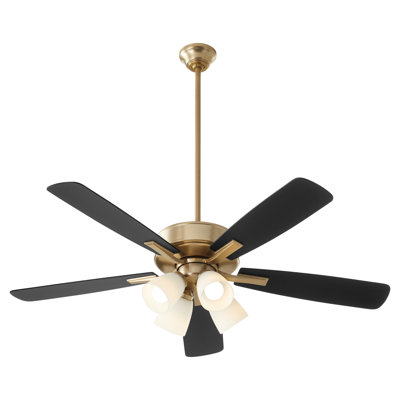 Ventilateur de plafond à 52 pales de 52 po à DEL avec chaîne de traction et ensemble de lumières inclus