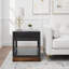 Table de bout Nora 22 po, aucun assemblage requis, finition noire et whisky-123234012