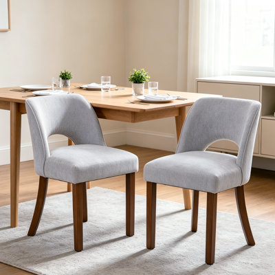 Set of 2 Chenille Upholstered Dining Chairs