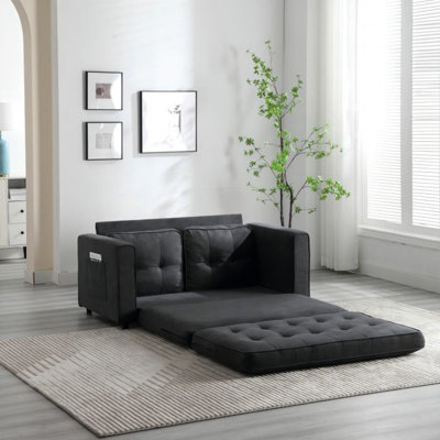 Canapé à 3 volets, canapé-lit futon convertible, causeuse peu encombrante, canapé-lit escamotable pour le salon, tissu en velours de lin