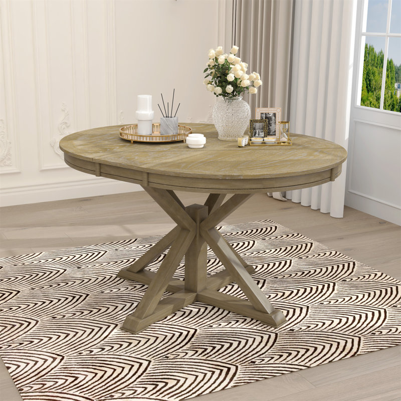 Retro Functional Extendable Dining Table With A 12" Leaf For Dining Room And Living Room, Brown