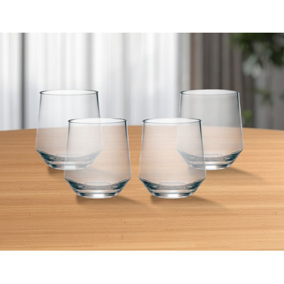 Set of Four Clear Tritan Plastic Stemmed All Purpose Wine Glass