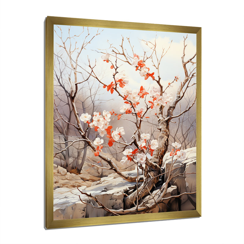 «Lusky Coral Tree Shadow Dance II», reproduction sur toile, H 32 po x l 16 po x P 1 po, Encadrement doré