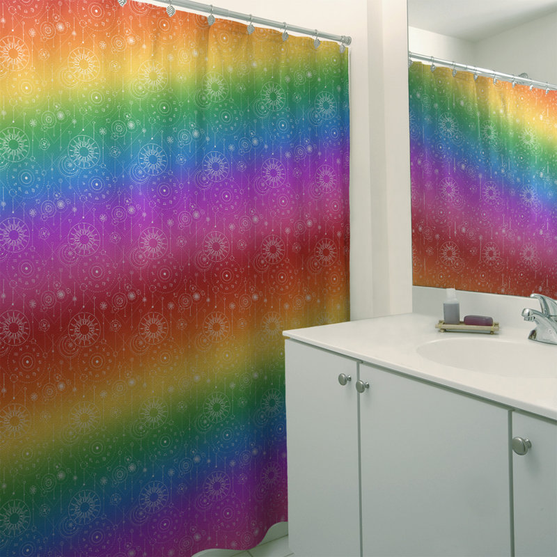 Rideau de douche simple astrologie, Rouge / Vert / Jaune