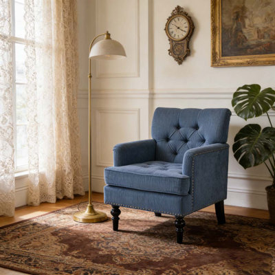 Fauteuil club capitonné, fauteuil d'appoint, fauteuil capitonné, canapé en velours côtelé