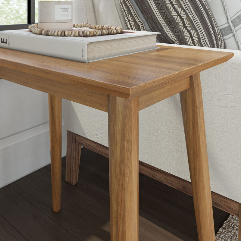 Leaford Solid Wood End Table, 24" H x 14.75" W x 25" D, Pecan