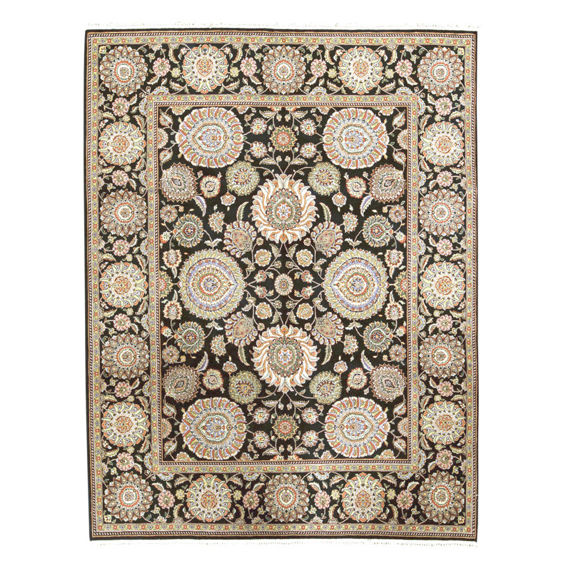 Tapis rectangulaire en laine noué à la main