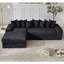Canapé modulaire surdimensionné en nuage, canapé en L, canapé-lit convertible au sol, sans assemblage, huit coussins, 3 en 1, poche latérale, velours côtelé, noir