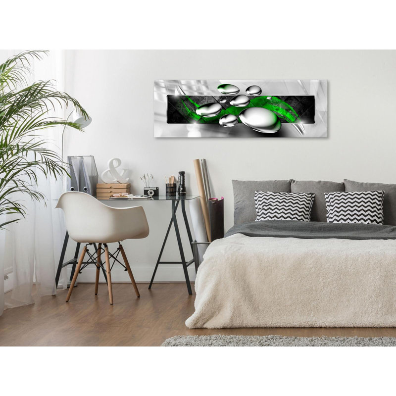 Pierres brillantes vert étroit sur toile, H 16 po x l 47 po x P 0,7 po