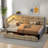 Upholstered Daybed With 2 Drawers, Charging Station, Led Lights, Storage Headboard And Checkered Button Decoration-622111768