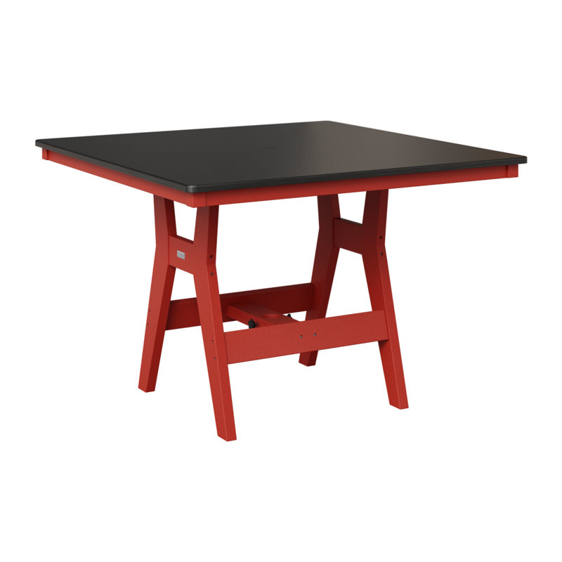 Table de bar berlinoise Berlin Harbor, Noir martelé, Rouge écarlate, H 38,87 po x l 44 po x P 44 po