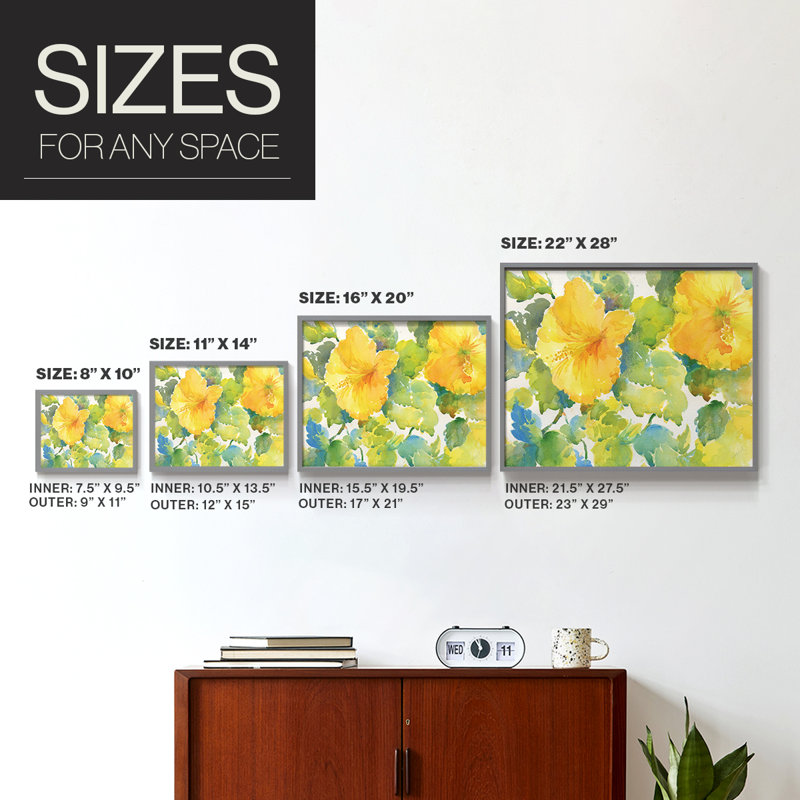 Citrus Hibiscus -Framed Print - Restickable, Gris, H 22 po x l 28 po