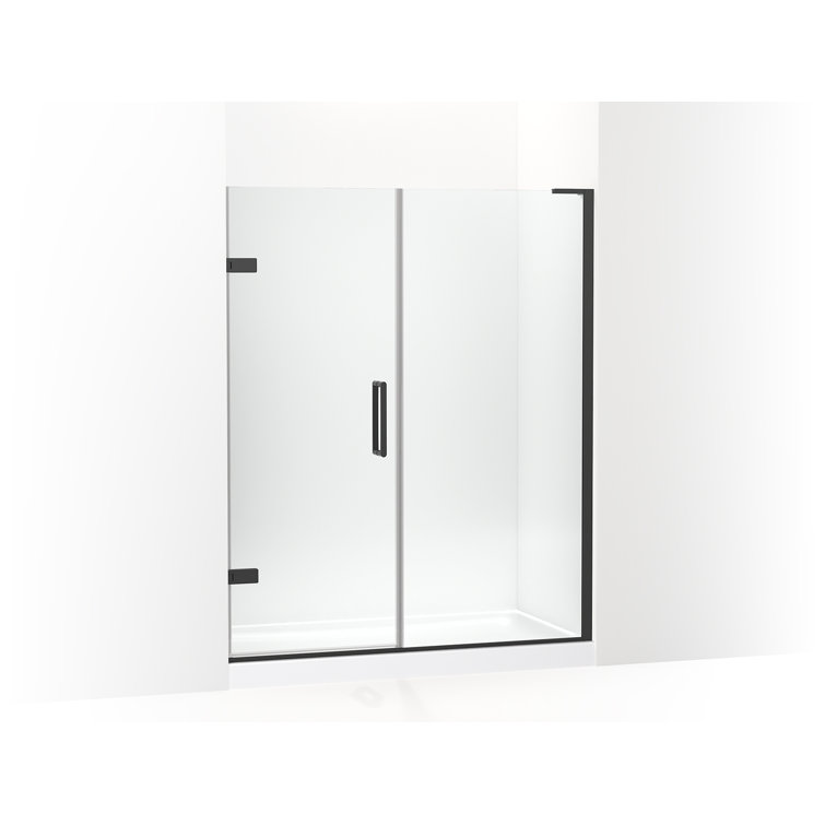Composed 58-In–58-3/4-In W X 71-1/2-In H Frameless Pivot Shower Door With 3/8-In Crystal Clear Glass And Back-To-Back Vertical Door Pulls