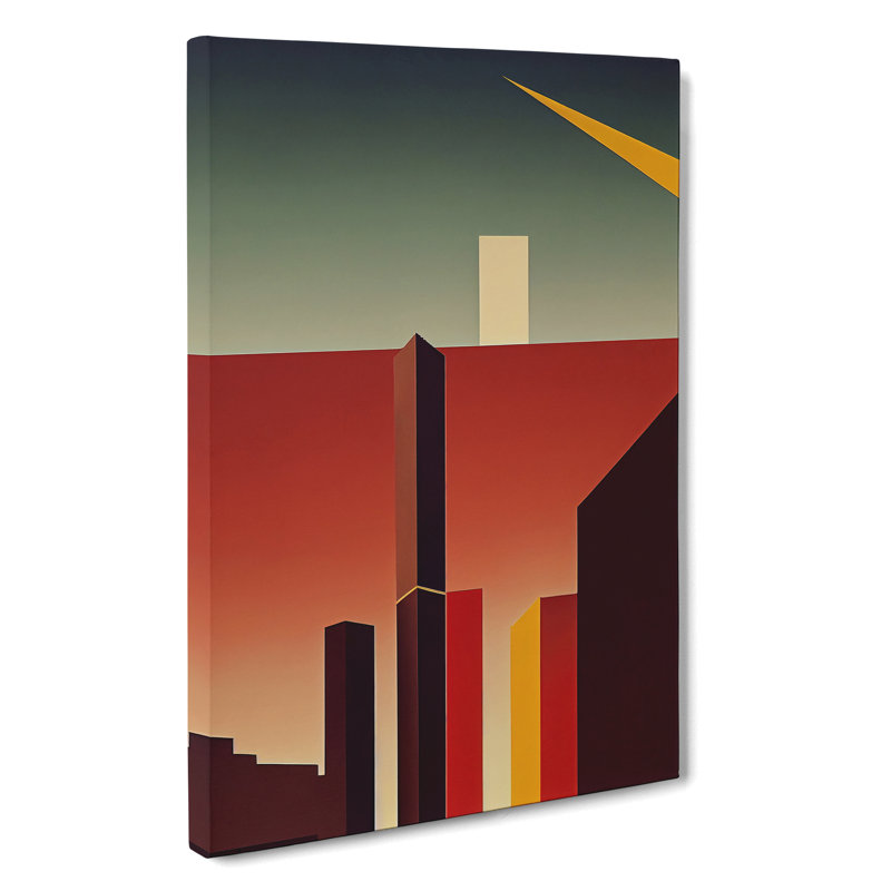 XC1022-1439X City Skyline Retro Art No.4 - Wrapped Canvas Print, 60cm H x 40cm W x 3cm D