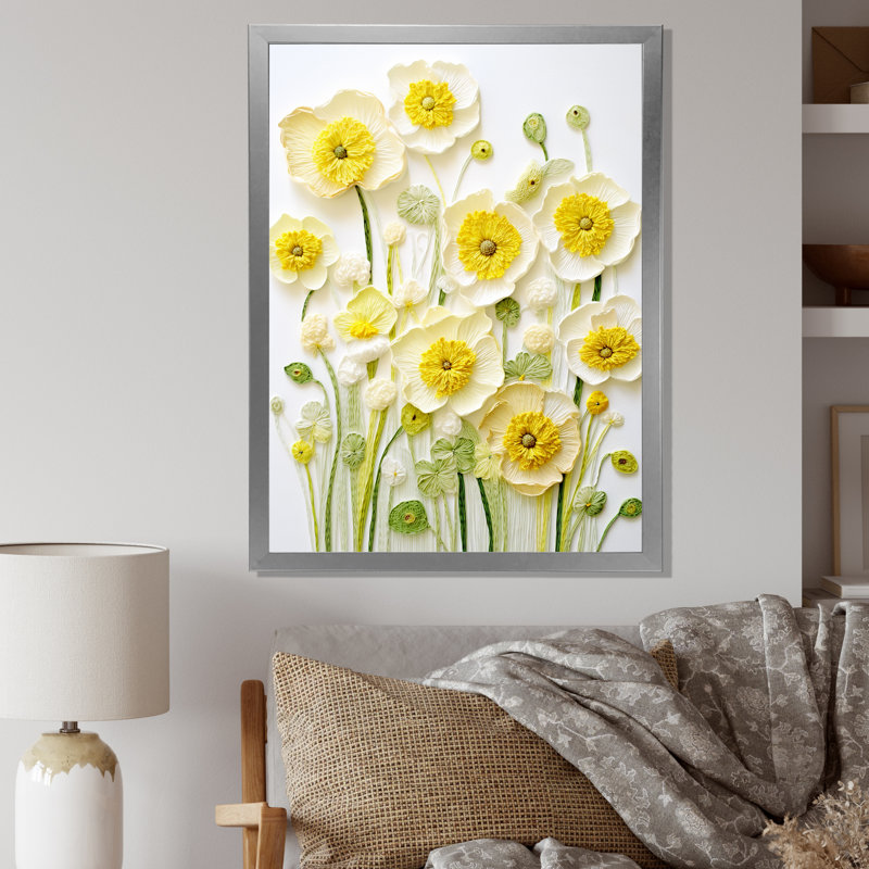 «Buttercups Minimalisme Dream I», H 44 po x l 34 po x P 1,5 po, Cadre simple argenté