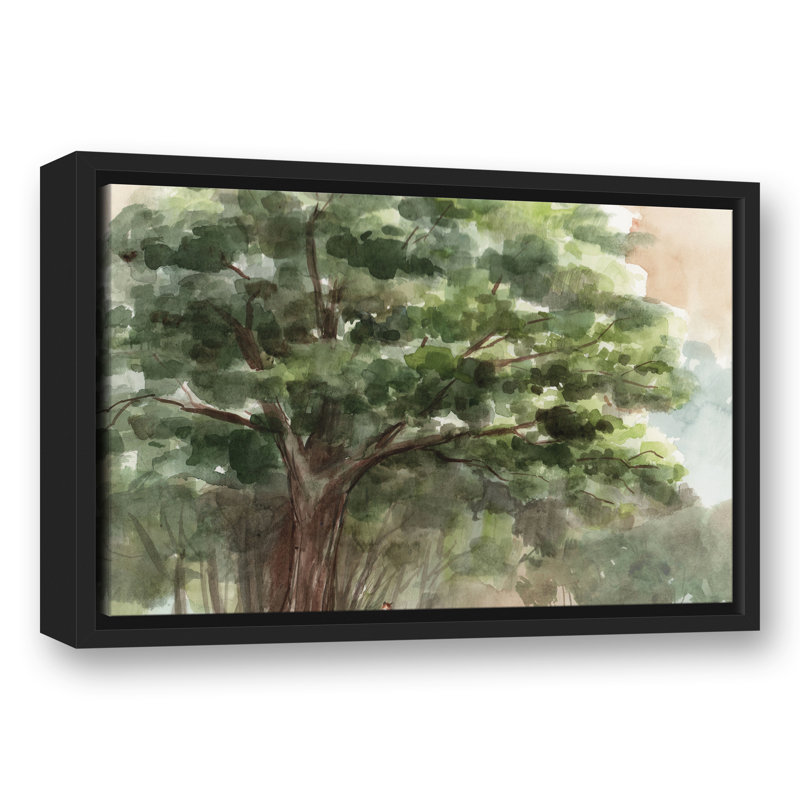 Arbre pastoral sur toile, H 13,75 po x l 19,75 po x P 1,75 po, Cadre flottant noir