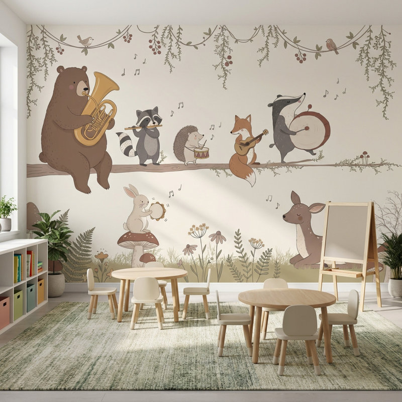 Papier peint animaux fantaisistes, 100"x96", Peler et coller