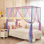 Auvent de lit arc-en-ciel pour les filles, 4 rideaux de lit à baldaquin simple avec des autocollants d'étoile pour la chambre à coucher