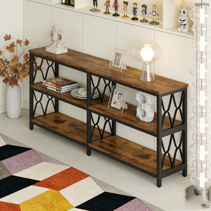 3-Tier Console Table Industrial Sofa Foyer Table for Living Room