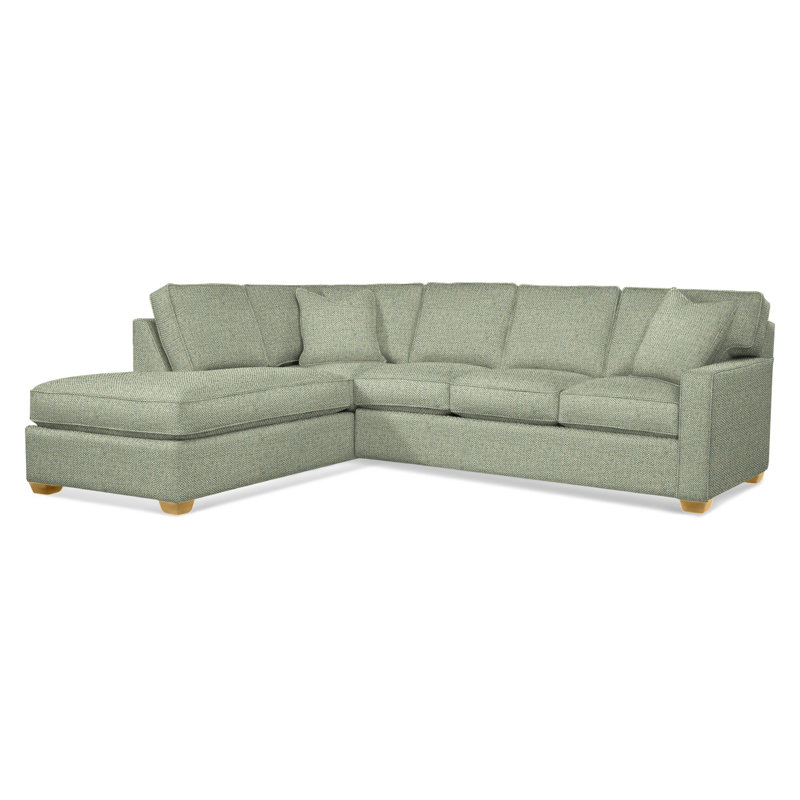 Ellora Upholstered L-Shaped Sectional, Left Hand Facing, Green Performance Fabric; 0851-54, Flax