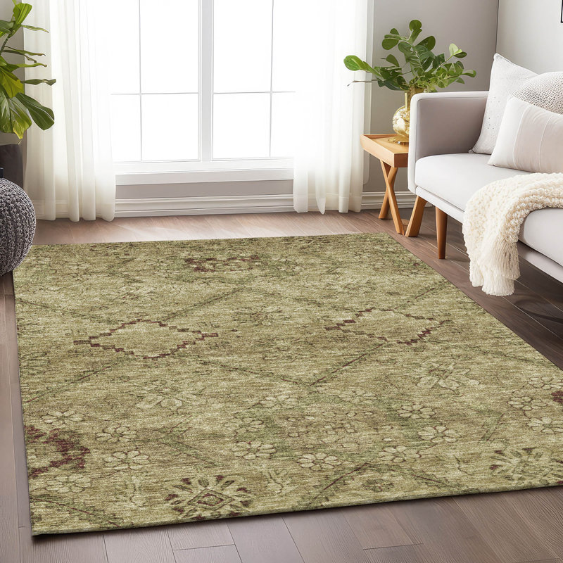 Premium Machine Washable Prisco Brown Rug, Rectangle 8' x 10'